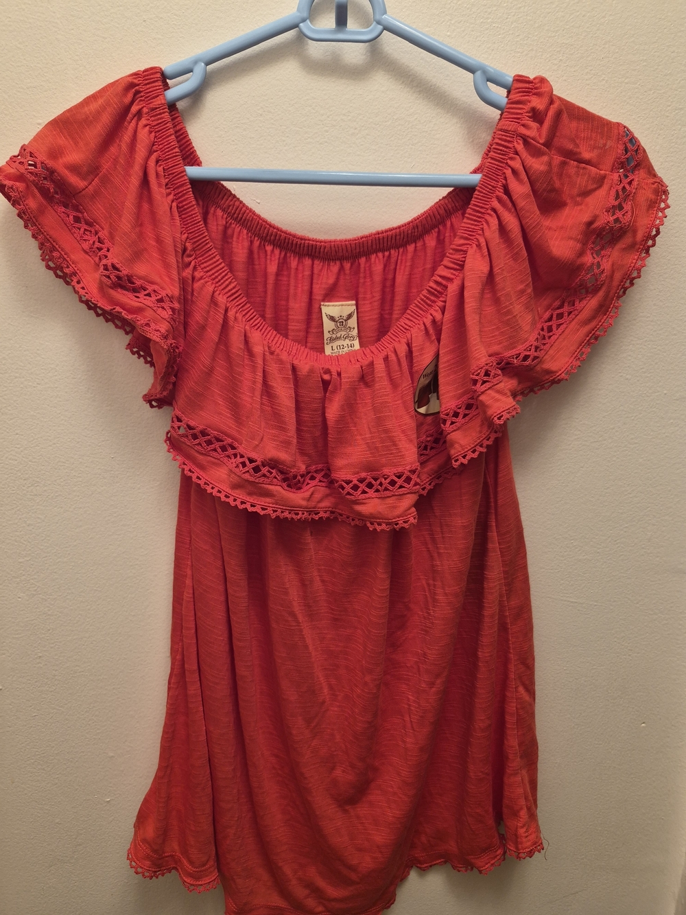 Women’s Red Off-Shoulder Ruffle Top